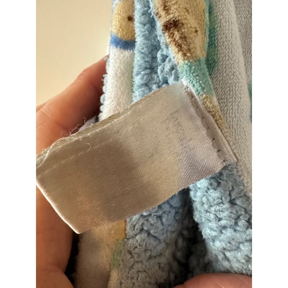 Luvable Friends Baby Blanket Safari Blue Monkey Lion Alligator Turtle Sherpa